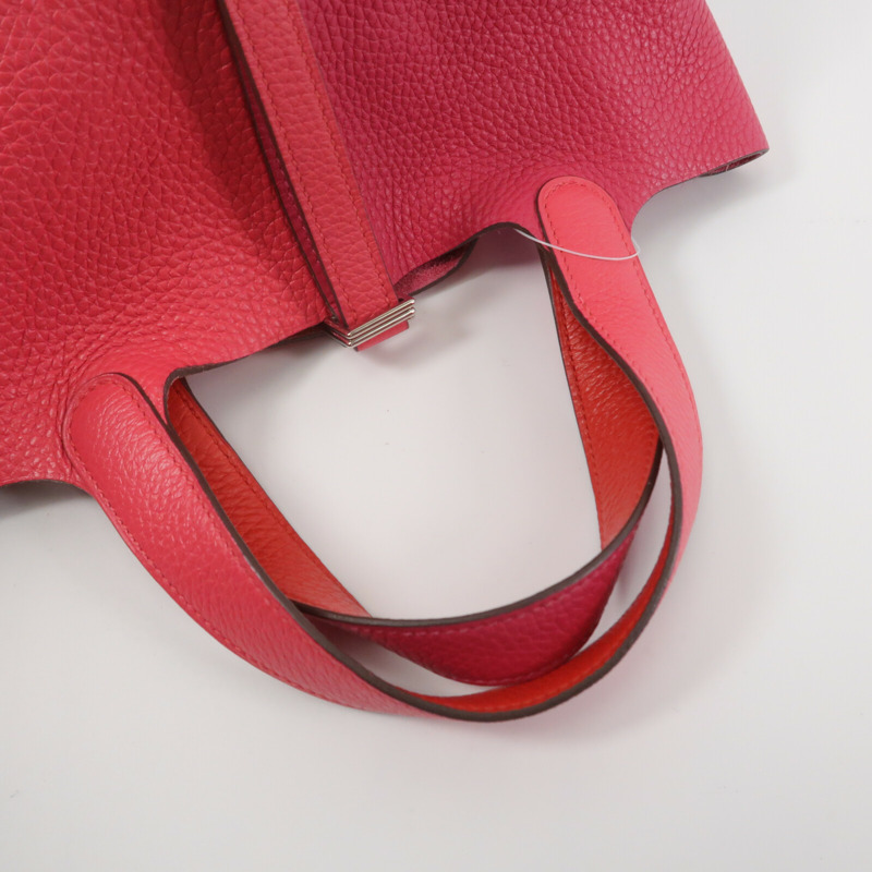 HERMES Clemence皮革Picotin PM手挽袋Rose Extreme-7