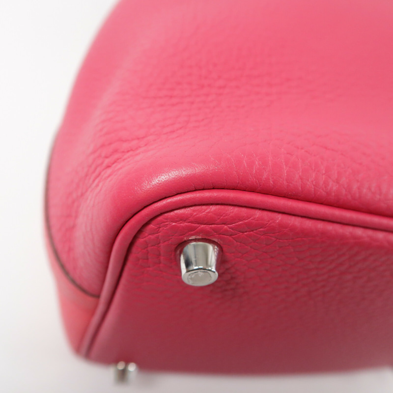 HERMES Clemence皮革Picotin PM手挽袋Rose Extreme-9