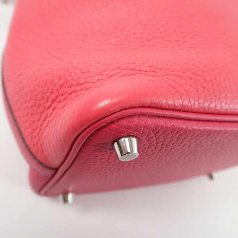HERMES Clemence皮革Picotin PM手挽袋Rose Extreme-11