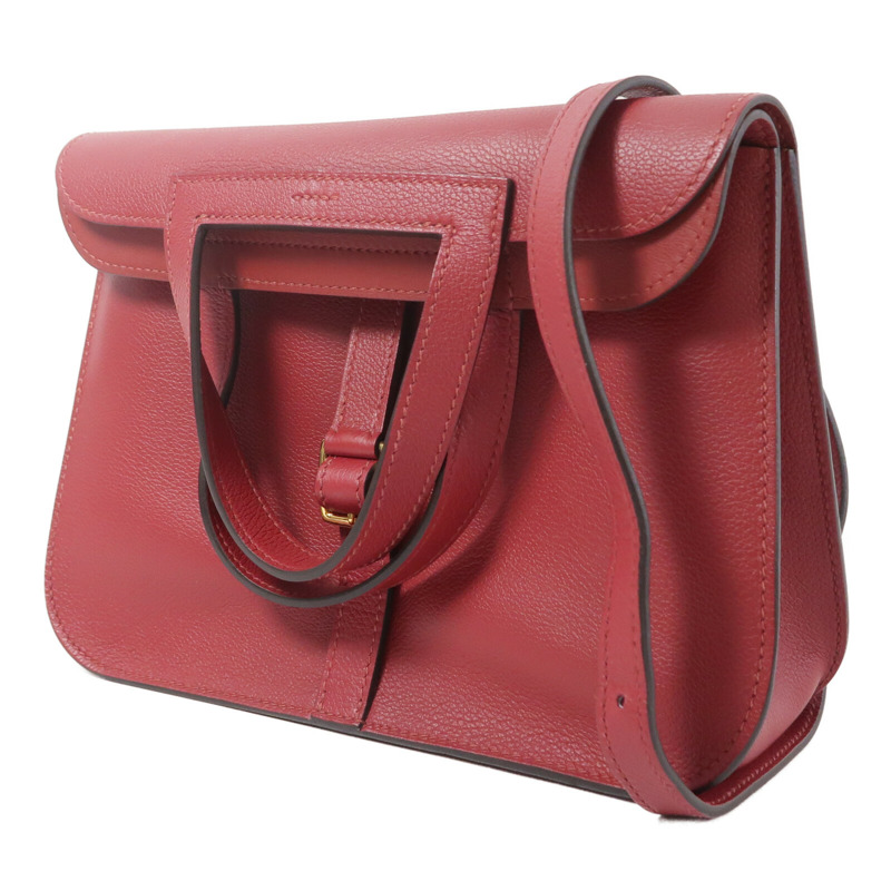 HERMES Evercolor皮革Halzan 25手挽肩背兩用袋Rough Grenal-2