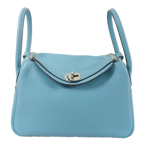 HERMES Clemence皮革Lindy 26手挽肩背兩用袋Bleu Atoll