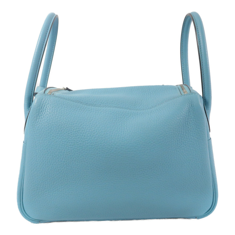 HERMES Clemence皮革Lindy 26手挽肩背兩用袋Bleu Atoll-1