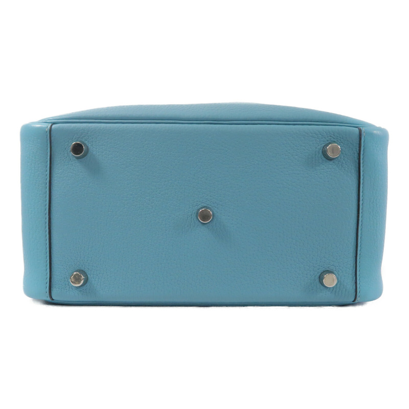 HERMES Clemence皮革Lindy 26手挽肩背兩用袋Bleu Atoll-3