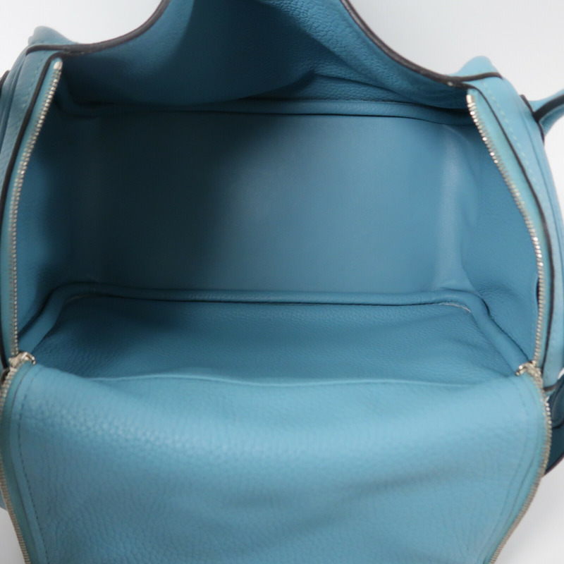 HERMES Clemence皮革Lindy 26手挽肩背兩用袋Bleu Atoll-4