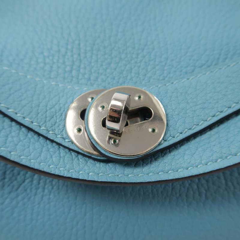 HERMES Clemence皮革Lindy 26手挽肩背兩用袋Bleu Atoll-6