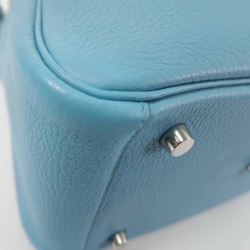 HERMES Clemence皮革Lindy 26手挽肩背兩用袋Bleu Atoll-10