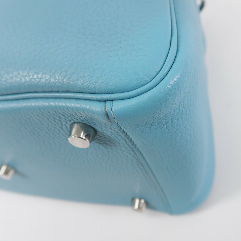 HERMES Clemence皮革Lindy 26手挽肩背兩用袋Bleu Atoll-11