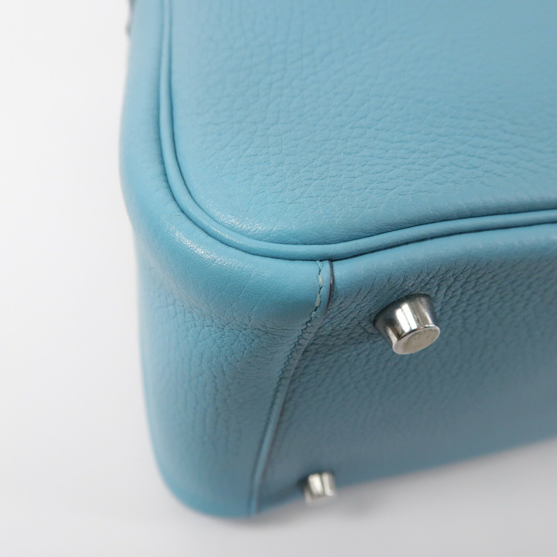 HERMES Clemence皮革Lindy 26手挽肩背兩用袋Bleu Atoll-12