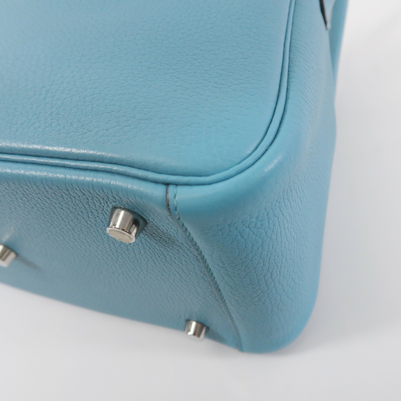 HERMES Clemence皮革Lindy 26手挽肩背兩用袋Bleu Atoll-13