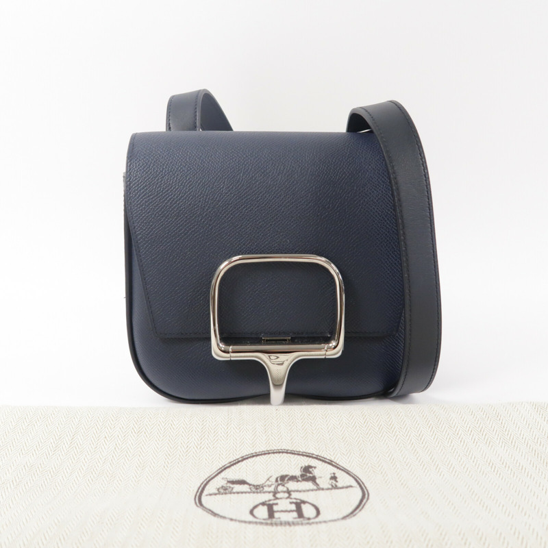HERMES Epsom皮革Della Cavalleria Mini肩背袋Blue Nuit-10