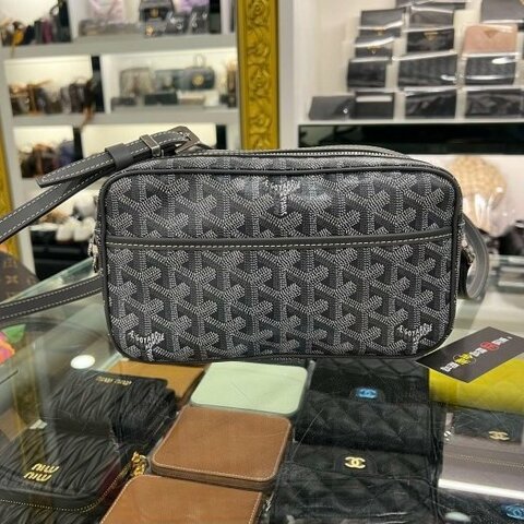 東區正精品㊣GOYARD Cap-Vert PM 全新未使用灰色圖騰前口袋拉鍊相機包斜背包 RZ6063