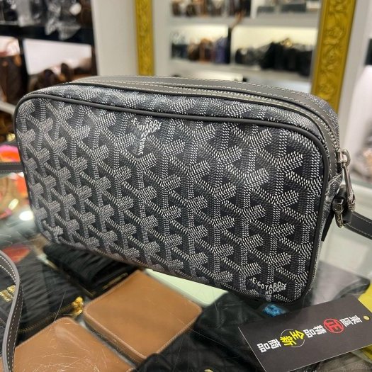 東區正精品㊣GOYARD Cap-Vert PM 全新未使用灰色圖騰前口袋拉鍊相機包斜背包 RZ6063-3