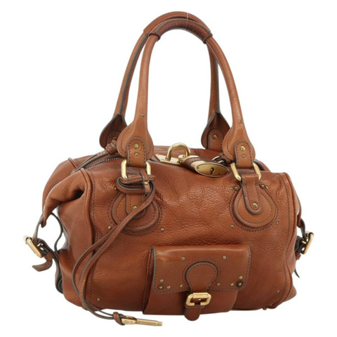 Chloe Paddington 手提包 皮革 棕色 金 銀色 正品 YKZ912A