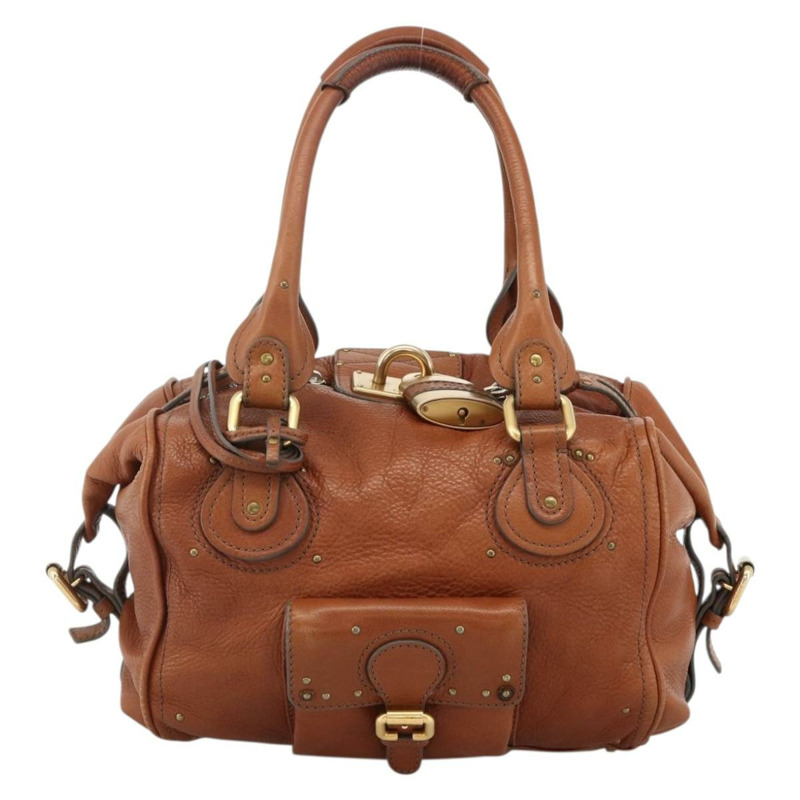 【日本直送】Chloe Paddington 手提包 皮革 棕色 金 銀色 正品 YKZ912A-1