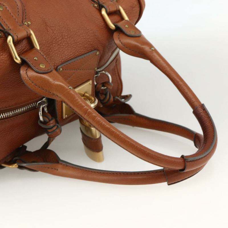 【日本直送】Chloe Paddington 手提包 皮革 棕色 金 銀色 正品 YKZ912A-6