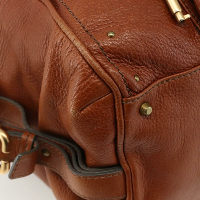 【日本直送】Chloe Paddington 手提包 皮革 棕色 金 銀色 正品 YKZ912A-11