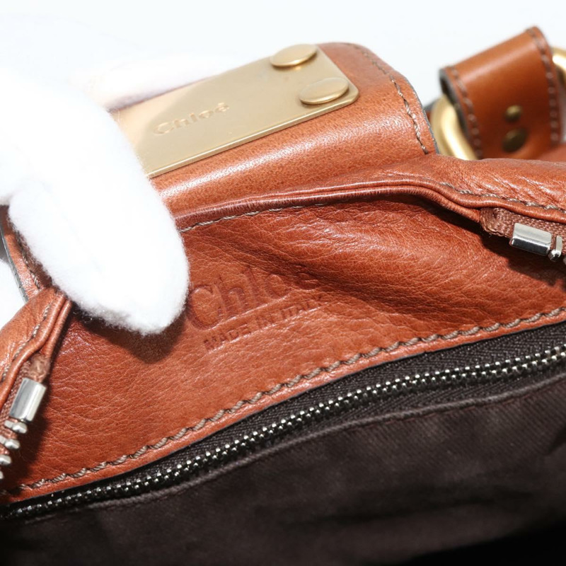 【日本直送】Chloe Paddington 手提包 皮革 棕色 金 銀色 正品 YKZ912A-16