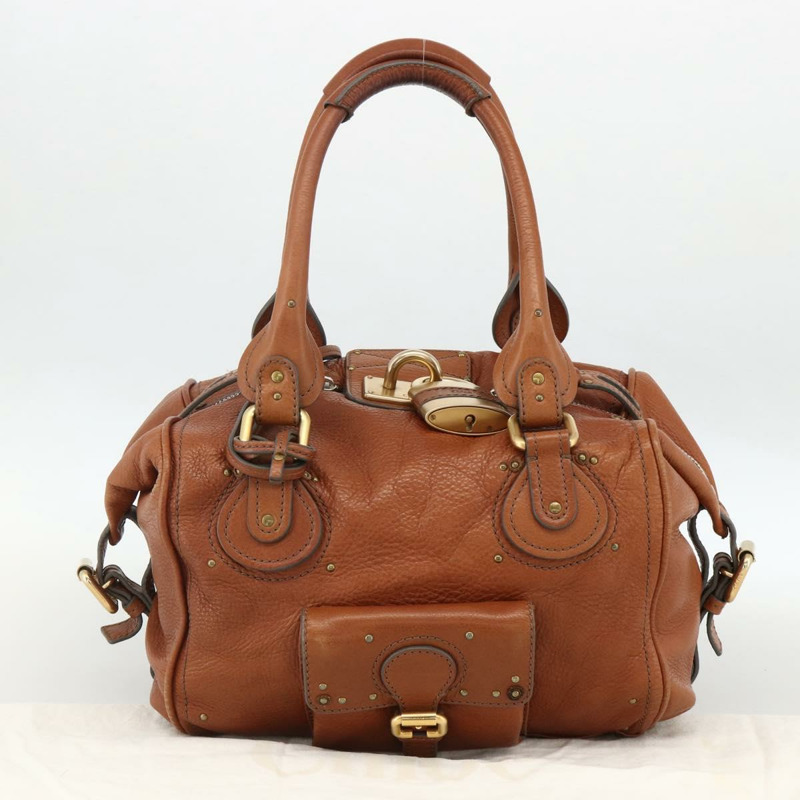 【日本直送】Chloe Paddington 手提包 皮革 棕色 金 銀色 正品 YKZ912A-24