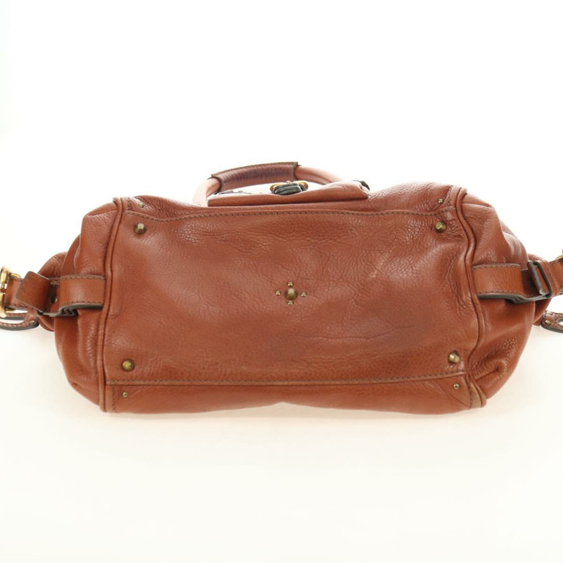【日本直送】Chloe Paddington 手提包 皮革 棕色 金 銀色 正品 YKZ912A-25