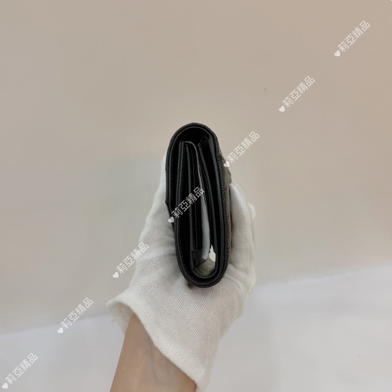 莉亞精品♡Ysl 黑金三折短夾 近新美品-3