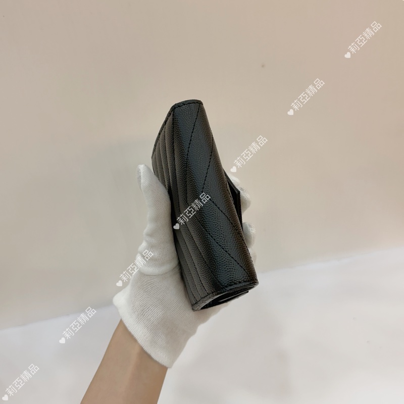 莉亞精品♡Ysl 黑金三折短夾 近新美品-6