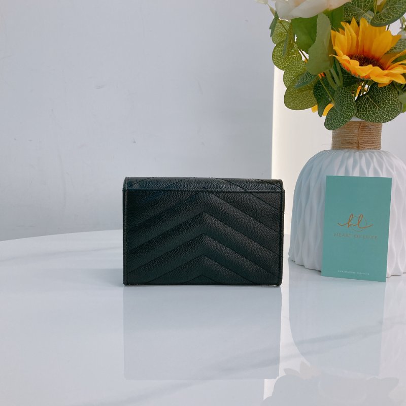 MS0731 聖羅蘭 山羊紋 顆粒牛皮 翻蓋 卡包 黑色 金扣 Saint Laurent Cassandre Flap Card Holder Black X GHW-1