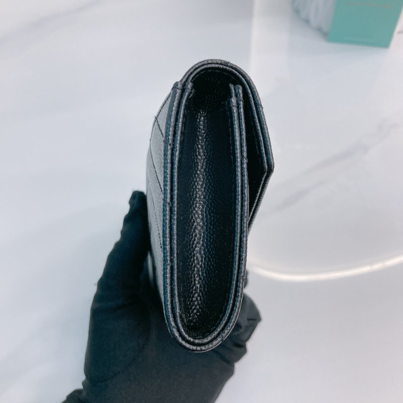 MS0731 聖羅蘭 山羊紋 顆粒牛皮 翻蓋 卡包 黑色 金扣 Saint Laurent Cassandre Flap Card Holder Black X GHW-2