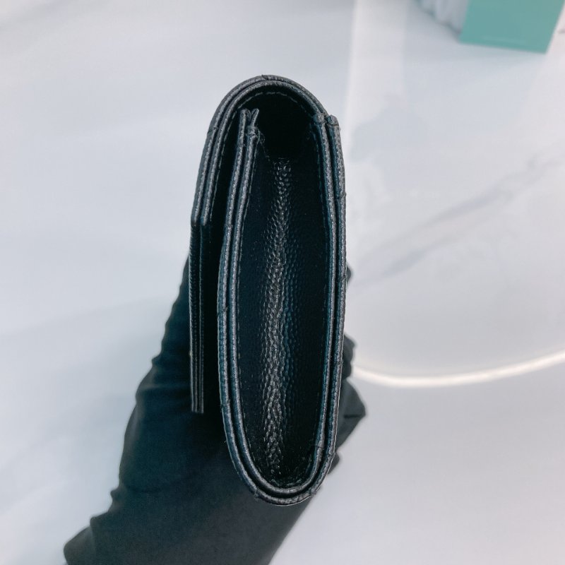 MS0731 聖羅蘭 山羊紋 顆粒牛皮 翻蓋 卡包 黑色 金扣 Saint Laurent Cassandre Flap Card Holder Black X GHW-3