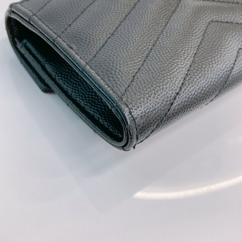 MS0731 聖羅蘭 山羊紋 顆粒牛皮 翻蓋 卡包 黑色 金扣 Saint Laurent Cassandre Flap Card Holder Black X GHW-7