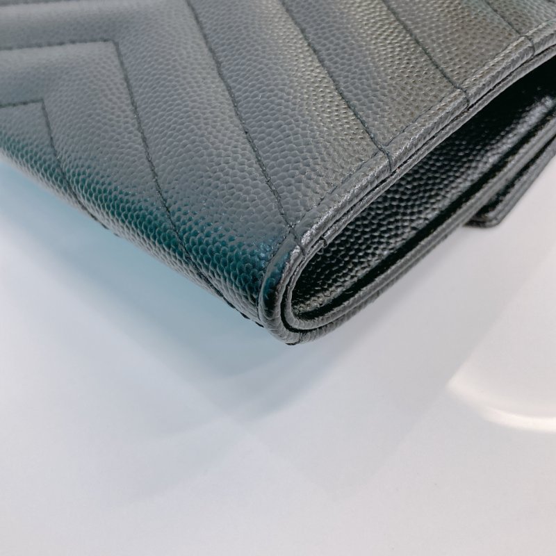 MS0731 聖羅蘭 山羊紋 顆粒牛皮 翻蓋 卡包 黑色 金扣 Saint Laurent Cassandre Flap Card Holder Black X GHW-8