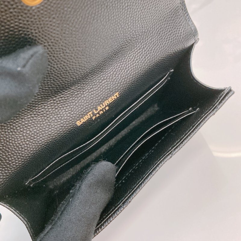 MS0731 聖羅蘭 山羊紋 顆粒牛皮 翻蓋 卡包 黑色 金扣 Saint Laurent Cassandre Flap Card Holder Black X GHW-14