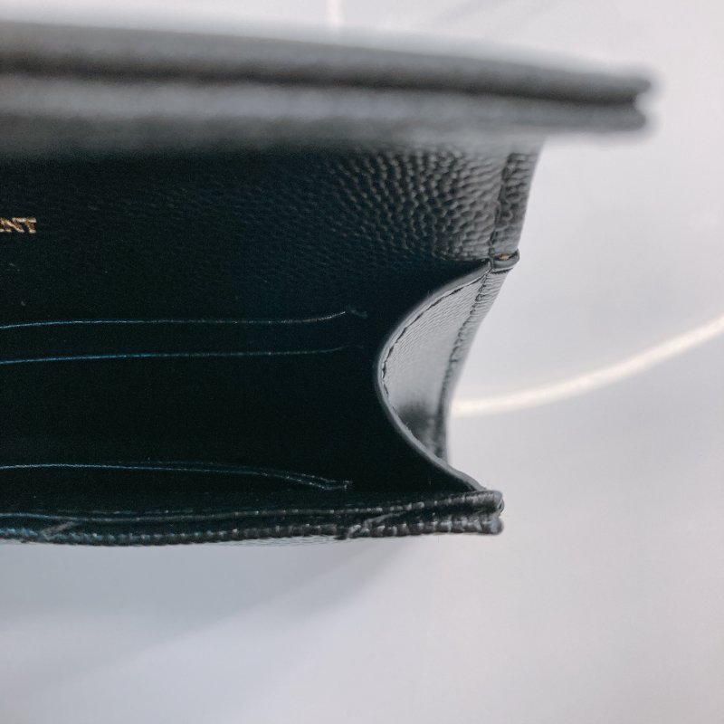 MS0731 聖羅蘭 山羊紋 顆粒牛皮 翻蓋 卡包 黑色 金扣 Saint Laurent Cassandre Flap Card Holder Black X GHW-18