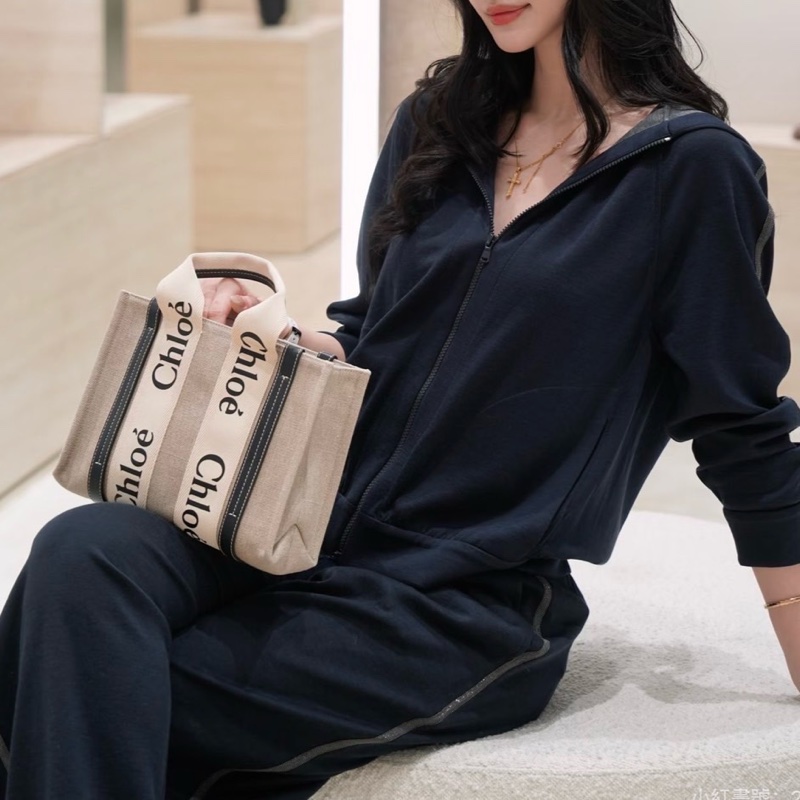 莉亞精品♡ Chloe woody 黑藍色小號 二手美包-1
