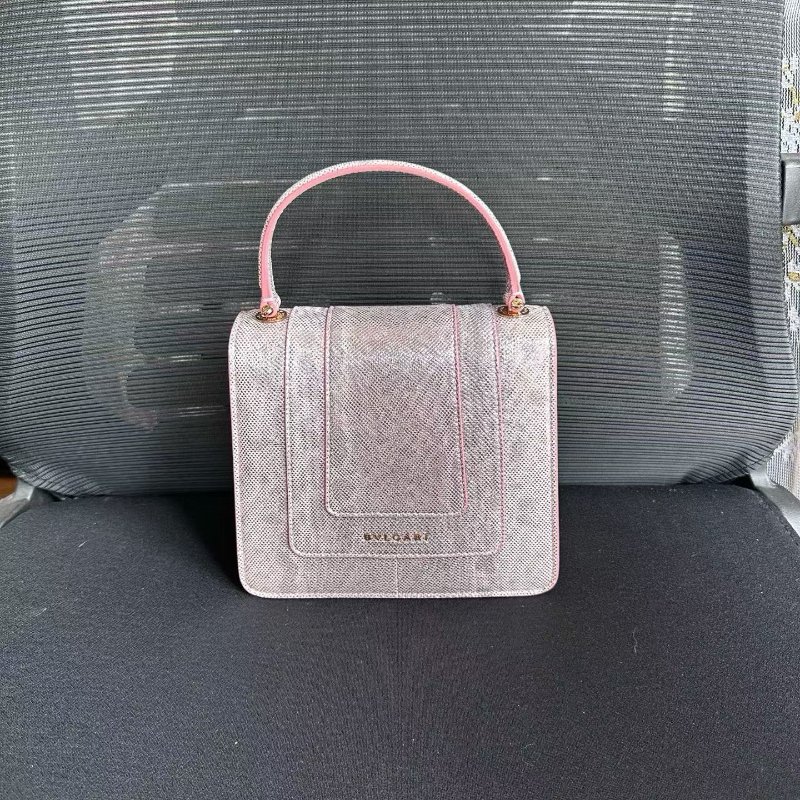 Bvlgari 情人節限定 Serpenti Forever系列水蛇皮風琴包蛇頭包 手提肩背斜背包18*16 99新配件塵袋、保卡 鏡子-5
