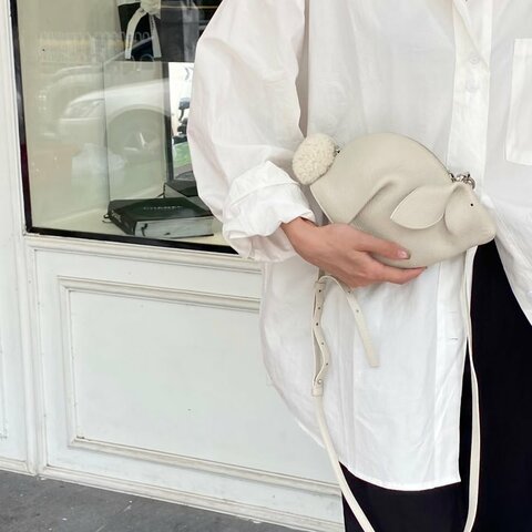LOEWE  bunny白色兔子包肩背包 12*16  98新配件塵袋