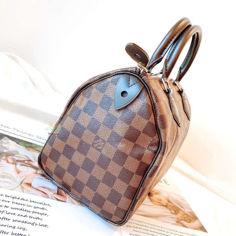 LV Speedy 25 咖啡格紋 手提包 波士頓包-1
