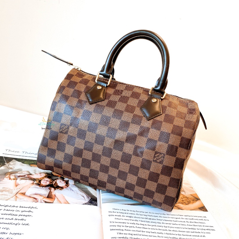LV Speedy 25 咖啡格紋 手提包 波士頓包-2