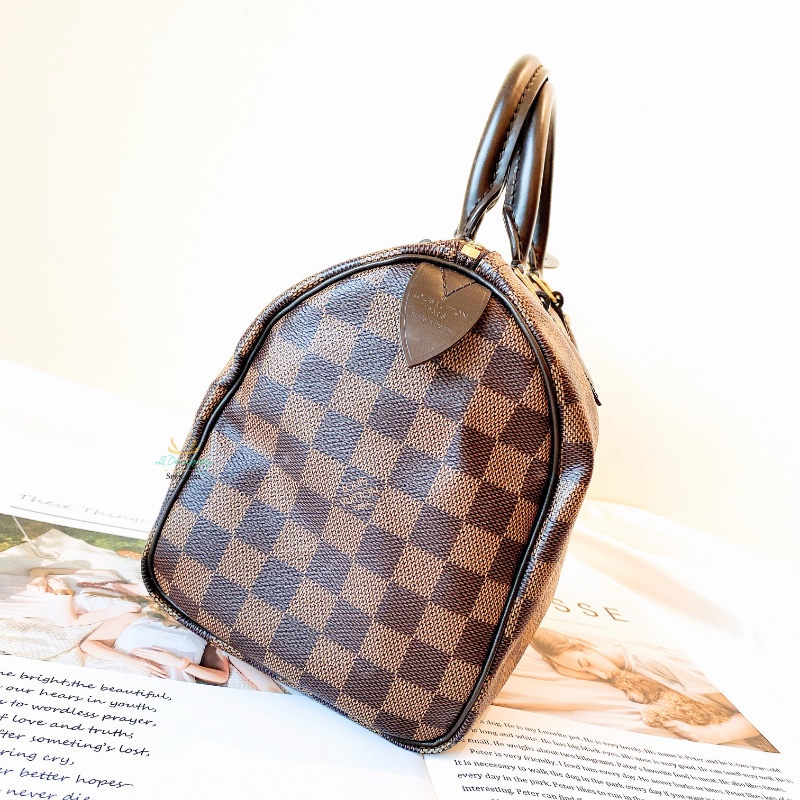 LV Speedy 25 咖啡格紋 手提包 波士頓包-3