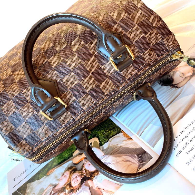 LV Speedy 25 咖啡格紋 手提包 波士頓包-8