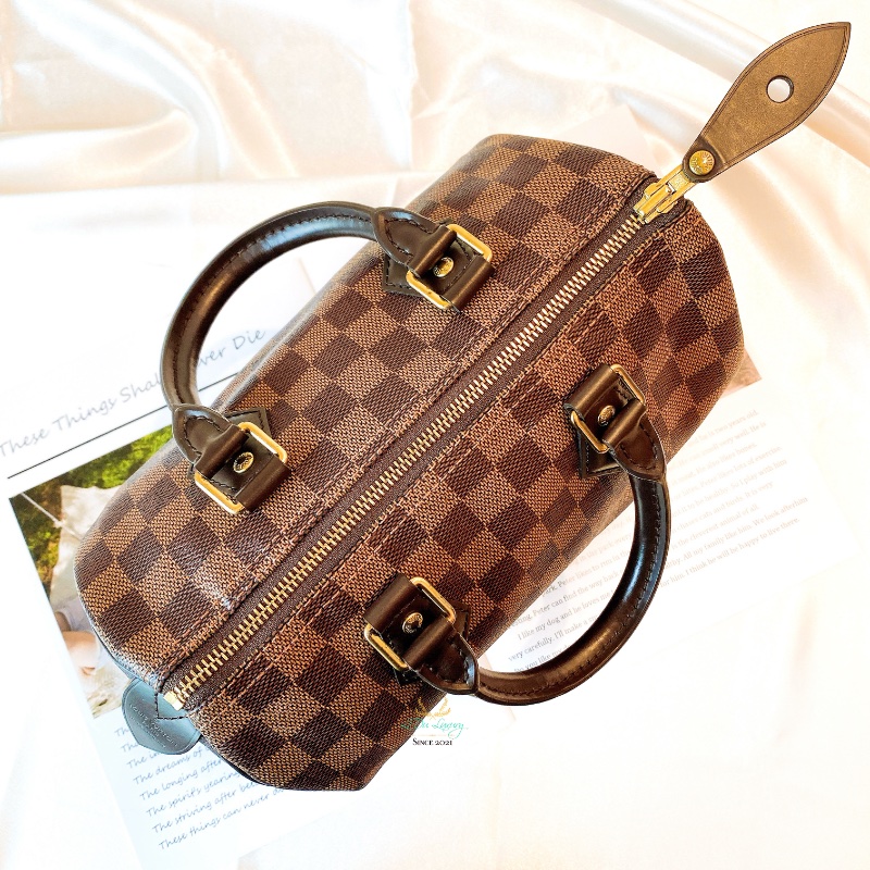 LV Speedy 25 咖啡格紋 手提包 波士頓包-10