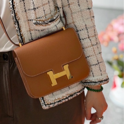 Hermes 愛馬仕 constance 康康 19 金棕銀扣 epsom皮 Y刻
