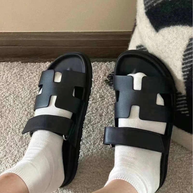 Hermes爱马仕 黑色二舅鞋-1