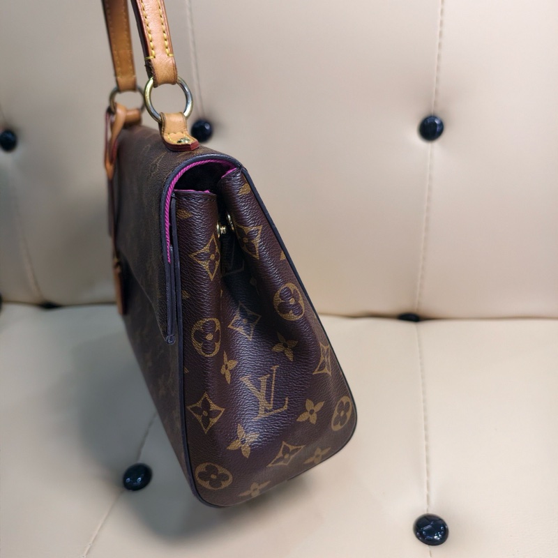 Lv路易威登Cluny 克魯尼BB號老花玫紅拼紅肩帶-3