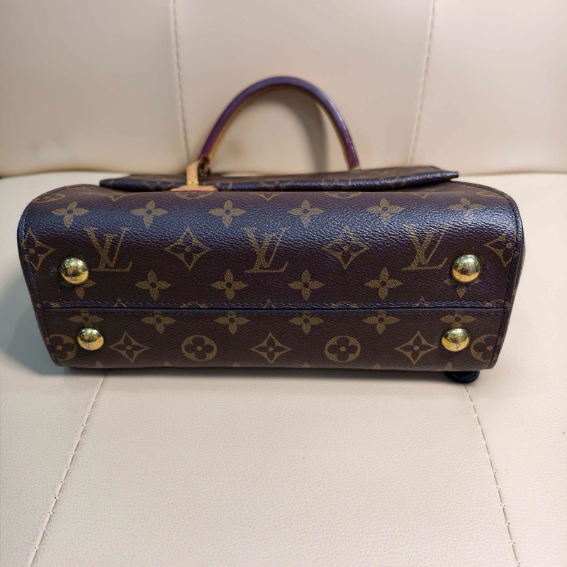 Lv路易威登Cluny 克魯尼BB號老花玫紅拼紅肩帶-5