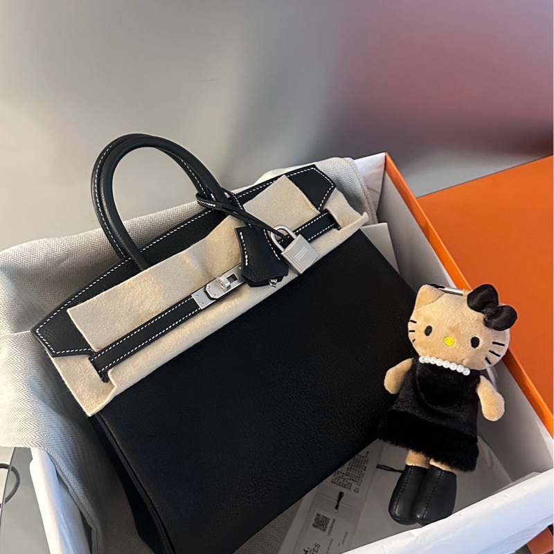 Hermes 爱马仕 birkin25 黑银山羊皮-0