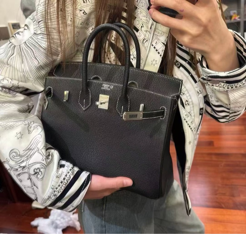 Hermes 爱马仕 birkin25 黑银山羊皮-4