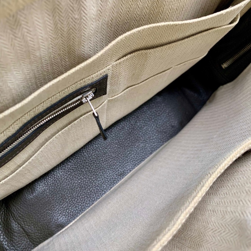 HERMES 愛馬仕雙抽帶墨綠色單肩包手提包旅行包 togo牛皮框N刻 可手提可單肩，男女適用-4