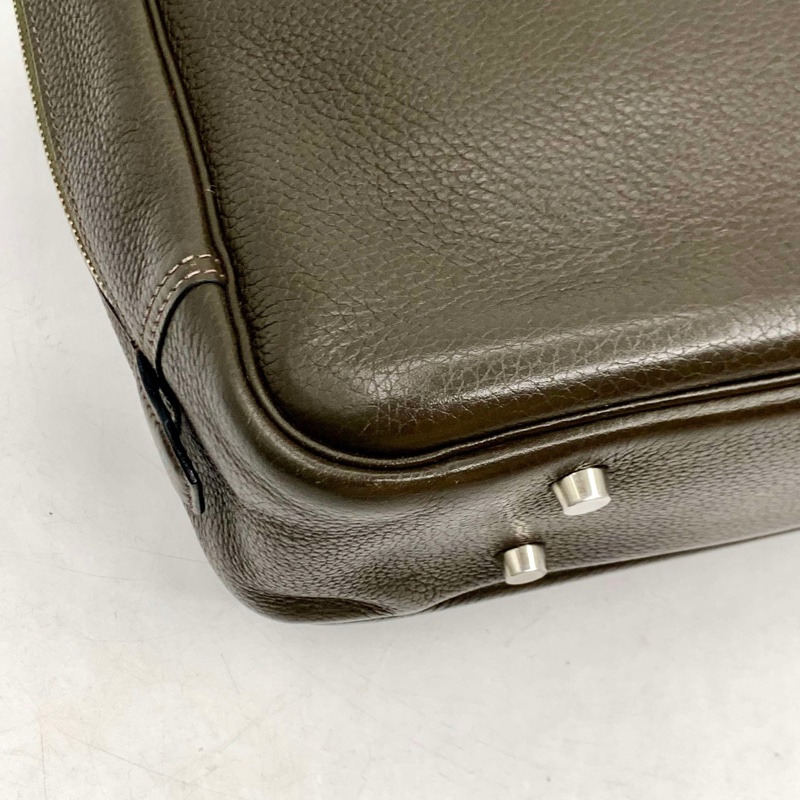 HERMES 愛馬仕雙抽帶墨綠色單肩包手提包旅行包 togo牛皮框N刻 可手提可單肩，男女適用-8