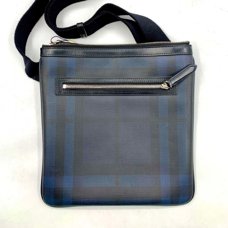 BURBERRY 巴寶莉藍色經典格紋單肩包 尺寸:26 2 28-0