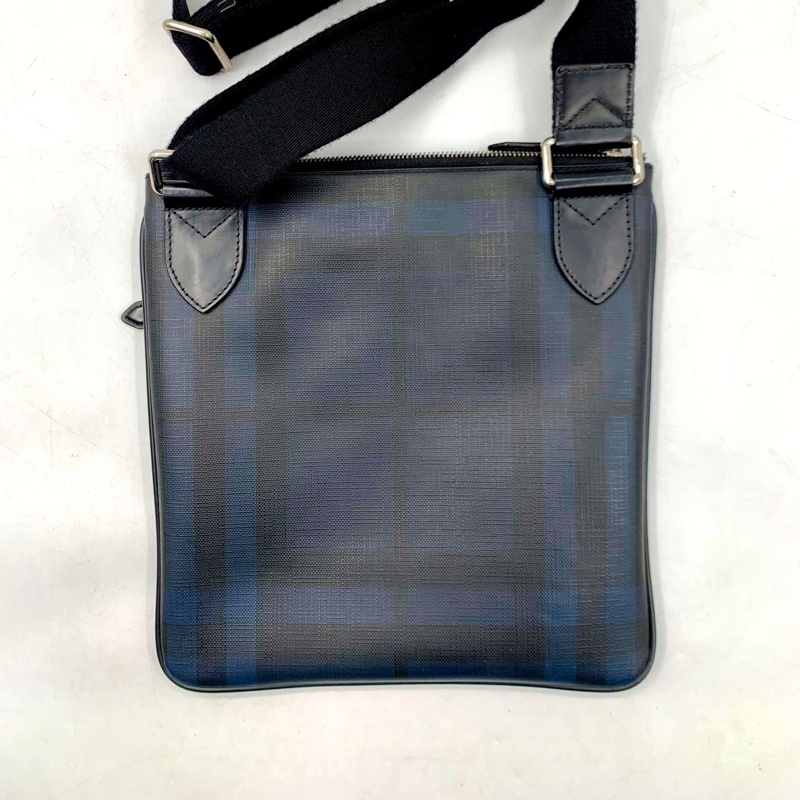 BURBERRY 巴寶莉藍色經典格紋單肩包 尺寸:26 2 28-1
